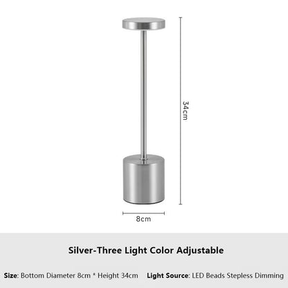 Rechargeable Metal Touch Sensor LED Table Lamp  3Color Adjustable Ambient Desk  Night Light 9