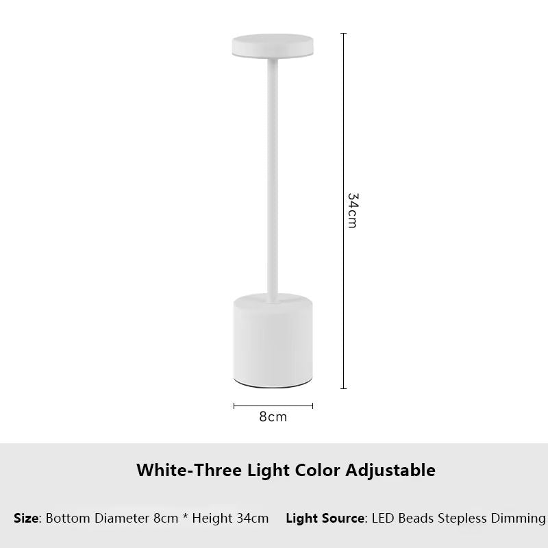 Rechargeable Metal Touch Sensor LED Table Lamp  3Color Adjustable Ambient Desk  Night Light 7