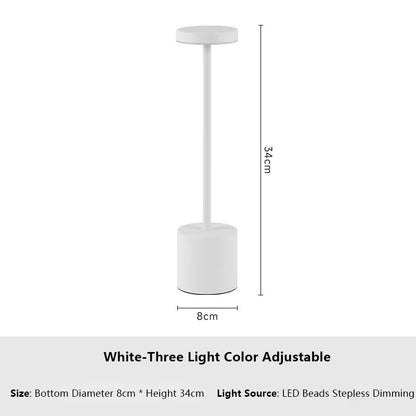 Rechargeable Metal Touch Sensor LED Table Lamp  3Color Adjustable Ambient Desk  Night Light 7