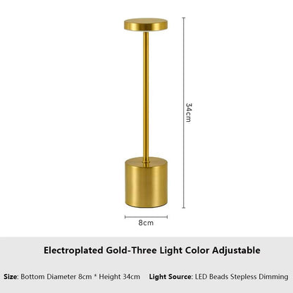 Rechargeable Metal Touch Sensor LED Table Lamp  3Color Adjustable Ambient Desk  Night Light 8