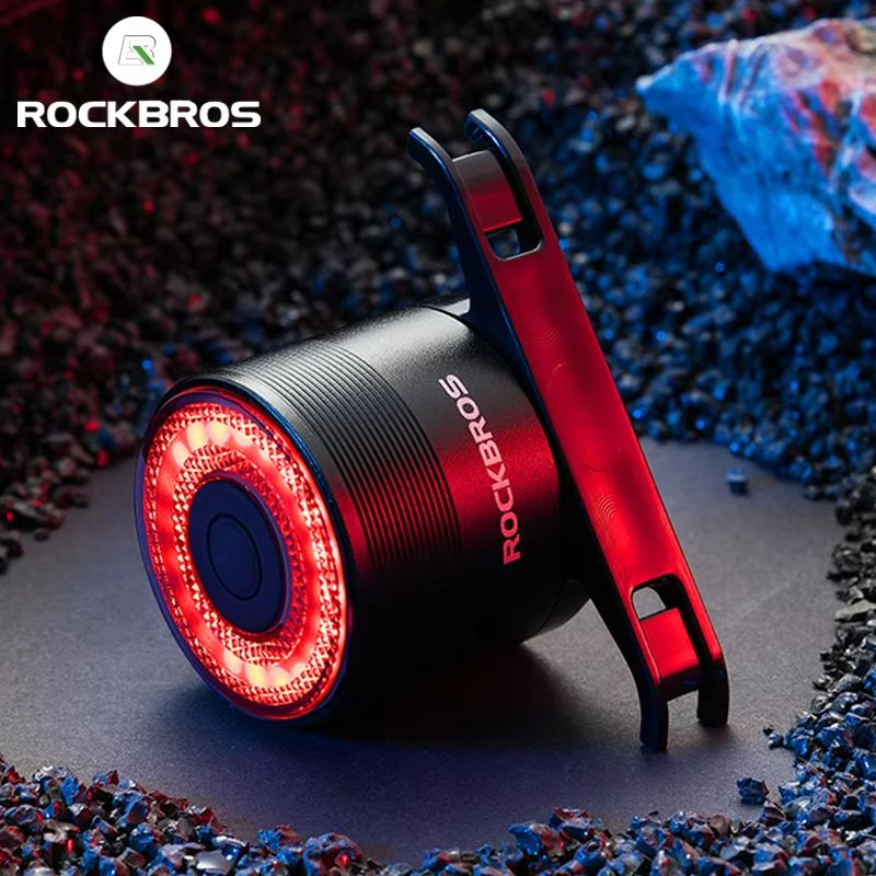ROCKBROS Smart Brake Bicycle Tail Light – Waterproof USB Rechargeable Rear Bike Light for Road & MTB