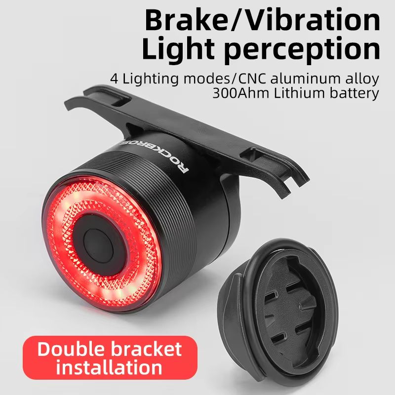 ROCKBROS Smart Brake Bicycle Tail Light  Waterproof USB Rechargeable Rear Bike Light For Road  MTB 6