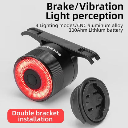 ROCKBROS Smart Brake Bicycle Tail Light  Waterproof USB Rechargeable Rear Bike Light For Road  MTB 6