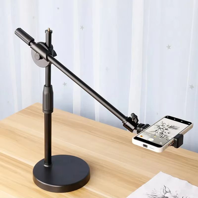 Overhead Tripod with Ring Light – Tabletop Shooting Stand with Phone Holder & Boom Arm for Photography and Nail Art