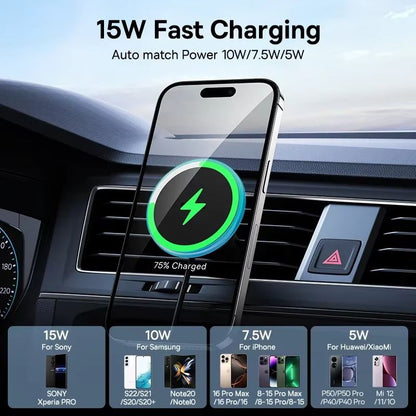 Baseus Magnetic Wireless Car Charger  15W Fast Charging Phone Mount For IPhone 16151413 3