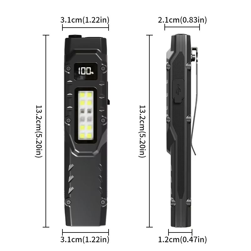 800 Lumens USB Rechargeable Tactical Flashlight  Waterproof LED Work Light With COB Side Lamp 6