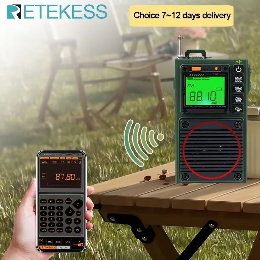 Retekess TR111 Portable AM FM Shortwave Radio with Alarm Clock