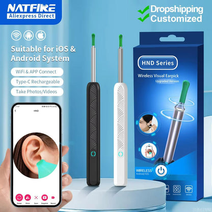Wireless Ear Cleaner with Camera – USB-C Rechargeable Otoscope Earwax Removal Tool