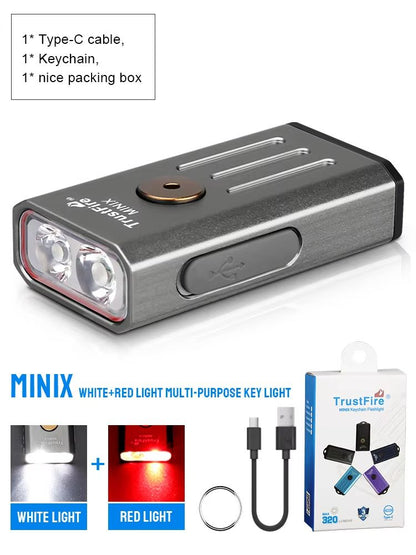 TrustFire MiniX Rechargeable Keychain Flashlight  320LM EDC Torch With UV  Red Light 10