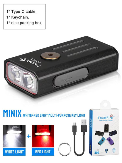 TrustFire MiniX Rechargeable Keychain Flashlight  320LM EDC Torch With UV  Red Light 11
