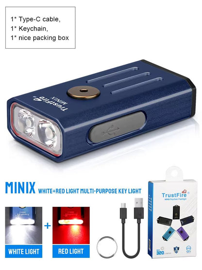 TrustFire MiniX Rechargeable Keychain Flashlight  320LM EDC Torch With UV  Red Light 6