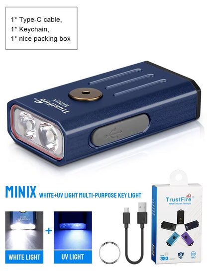TrustFire MiniX Rechargeable Keychain Flashlight  320LM EDC Torch With UV  Red Light 8