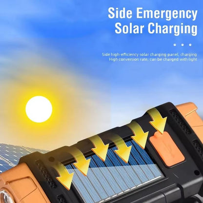 Portable Solar USB Rechargeable LED Flashlight With COB Work Light  Power Bank 1