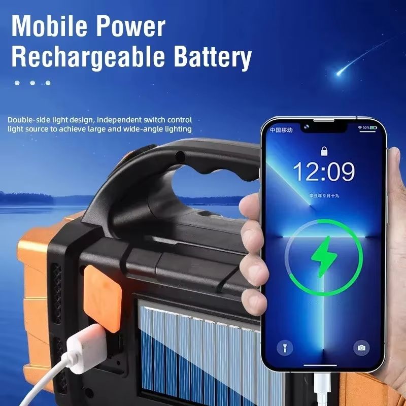 Portable Solar USB Rechargeable LED Flashlight With COB Work Light  Power Bank 2