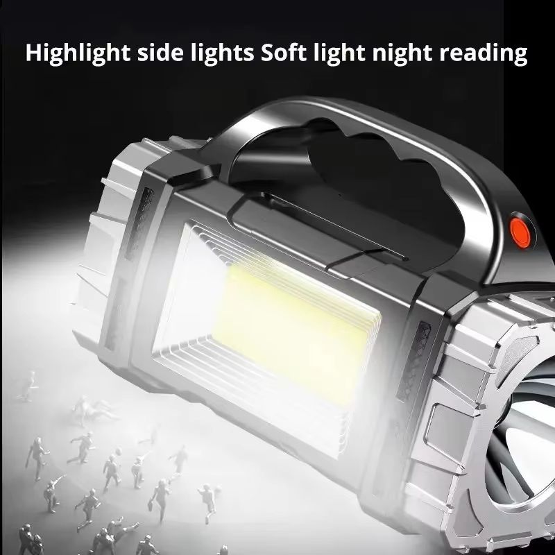 Portable Solar USB Rechargeable LED Flashlight With COB Work Light  Power Bank 5