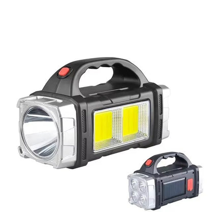 Portable Solar USB Rechargeable LED Flashlight With COB Work Light  Power Bank 7