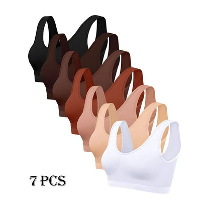 7-Pack Women's Seamless Bras – Lightweight No-Pad Everyday Comfort Bralette with Stretch Fabric