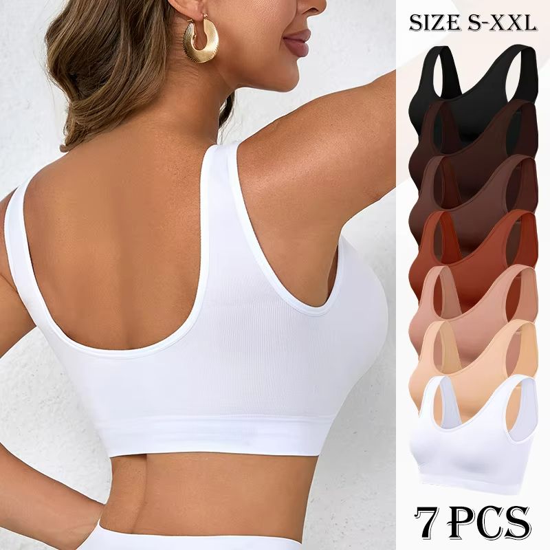7Pack Womens Seamless Bras  Lightweight NoPad Everyday Comfort Bralette With Stretch Fabric 7