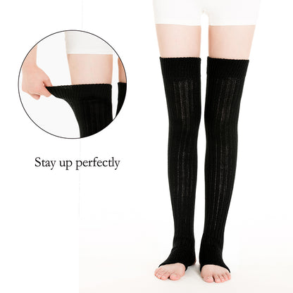 AOTOLK Leg Warmers for Women, Sexy Over The Knee Stockings with Hollowed Foot, Heel, Winter Warm Soft Long Socks, Gaiter