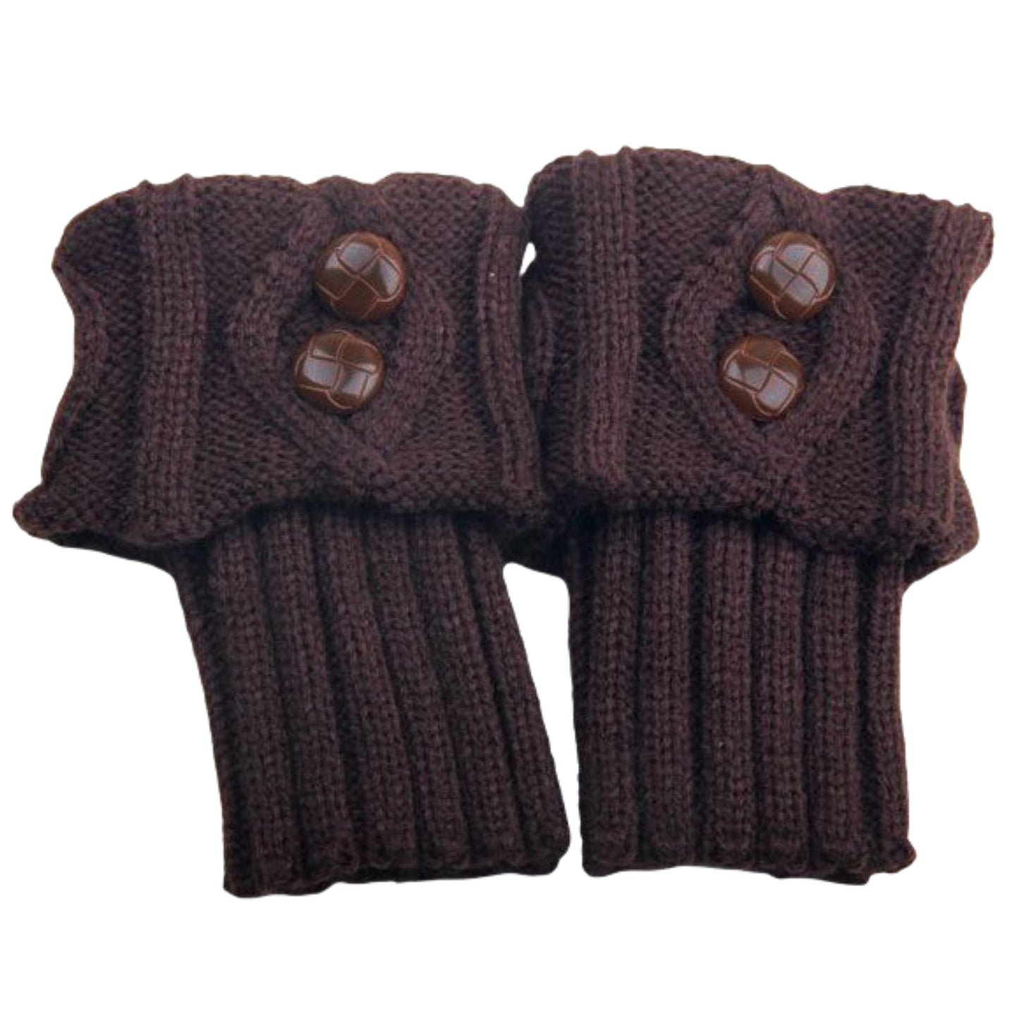Autumn Winter Women's Knitted Wool Socks with Buttons, Fashion Boot Cover Leg Warmers & Foot Warmer