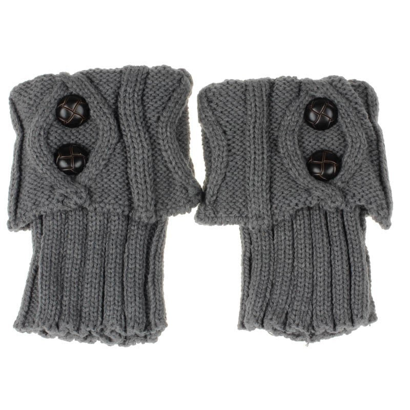 Autumn Winter Women's Knitted Wool Socks with Buttons, Fashion Boot Cover Leg Warmers & Foot Warmer