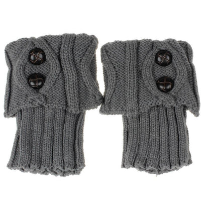 Autumn Winter Women's Knitted Wool Socks with Buttons, Fashion Boot Cover Leg Warmers & Foot Warmer