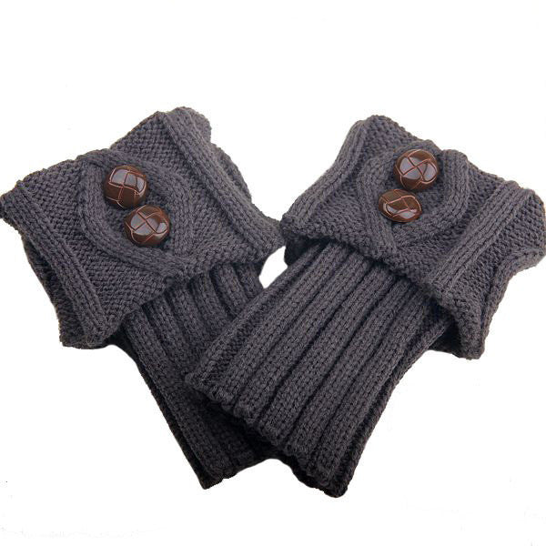 Autumn Winter Women's Knitted Wool Socks with Buttons, Fashion Boot Cover Leg Warmers & Foot Warmer
