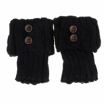 Autumn Winter Women's Knitted Wool Socks with Buttons, Fashion Boot Cover Leg Warmers & Foot Warmer