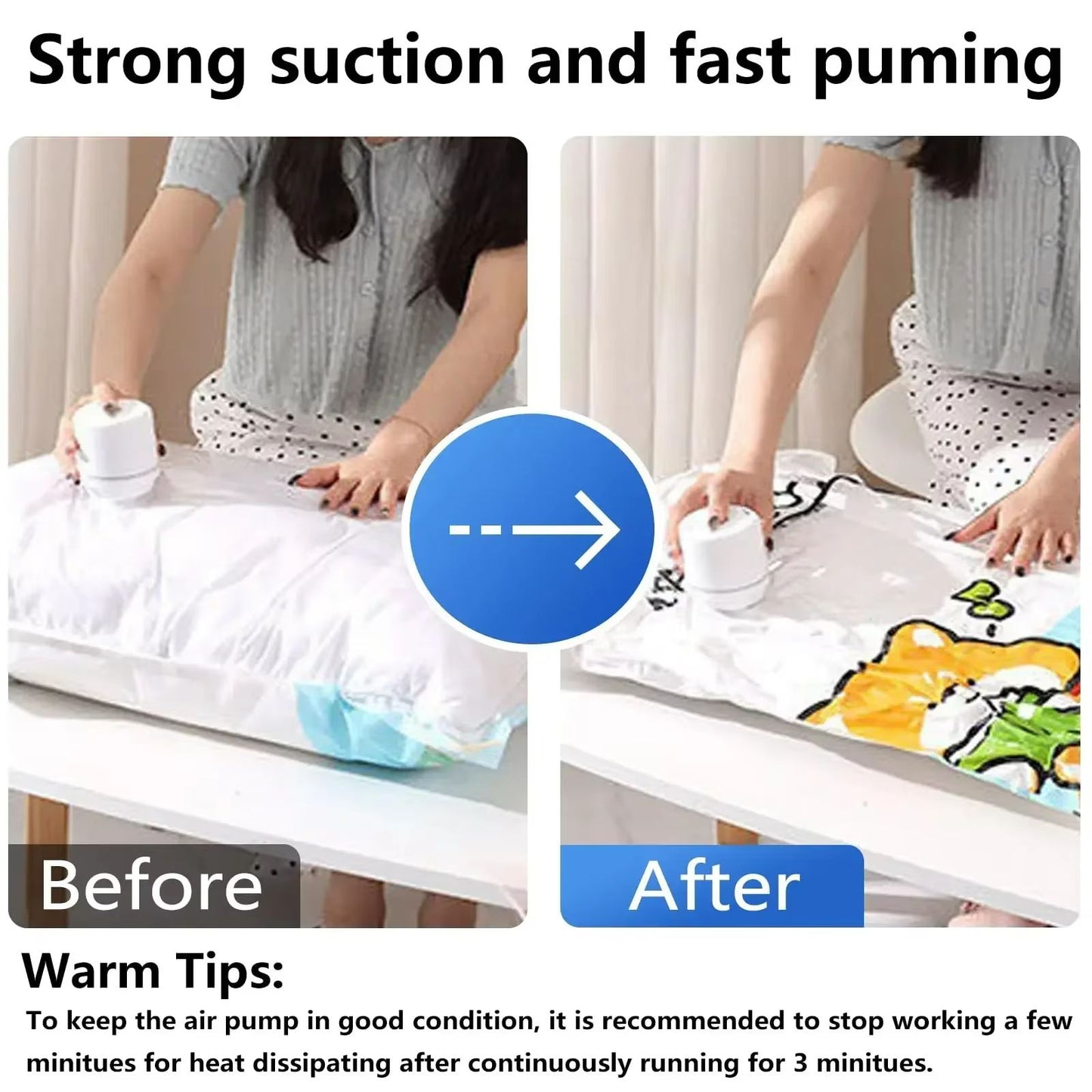 Portable Electric Pump For Vacuum Bags  Compact Compression Bag Pump For Clothes Quilts  Travel Sto 4
