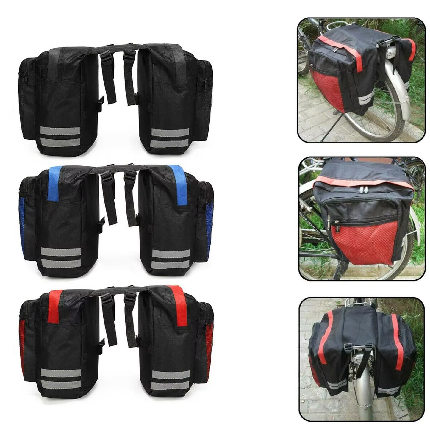 DoubleSided Bicycle Rear Rack Bag  Large Capacity Cycling Luggage Pannier For Commuting  Travel 5