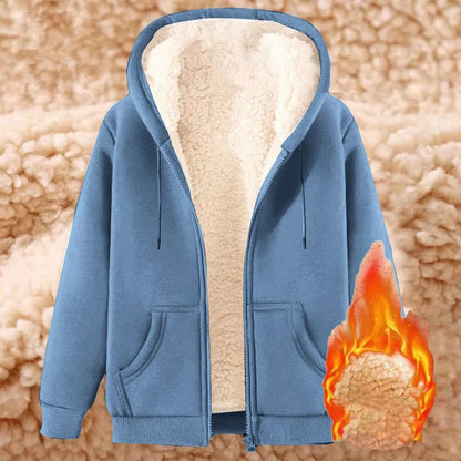Womens Fleece Lined Zip Up Hoodie With Pockets 1