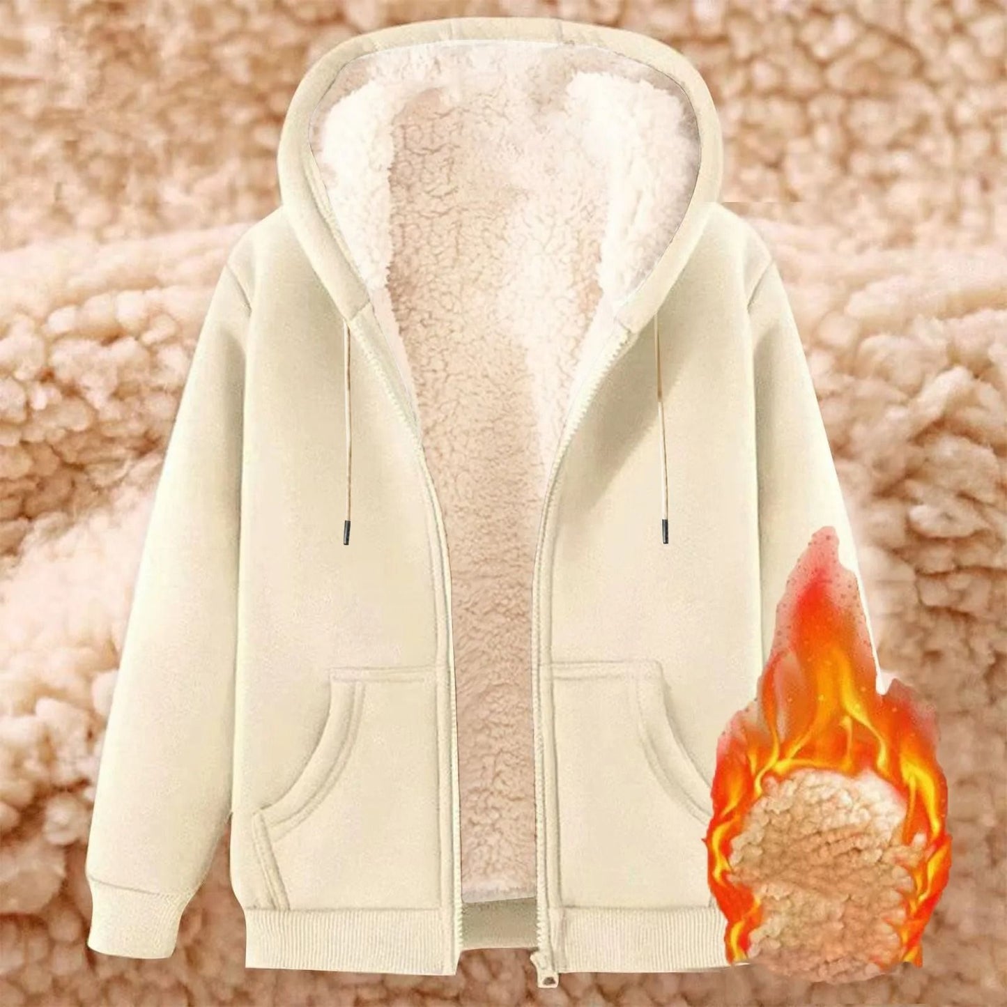 Womens Fleece Lined Zip Up Hoodie With Pockets 2