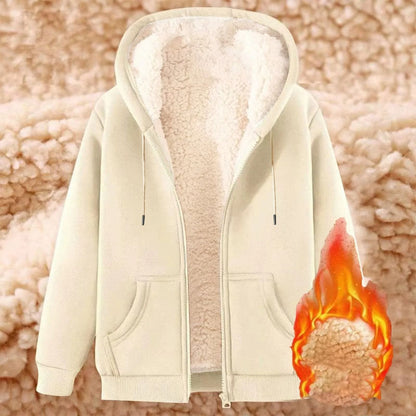 Womens Fleece Lined Zip Up Hoodie With Pockets 2