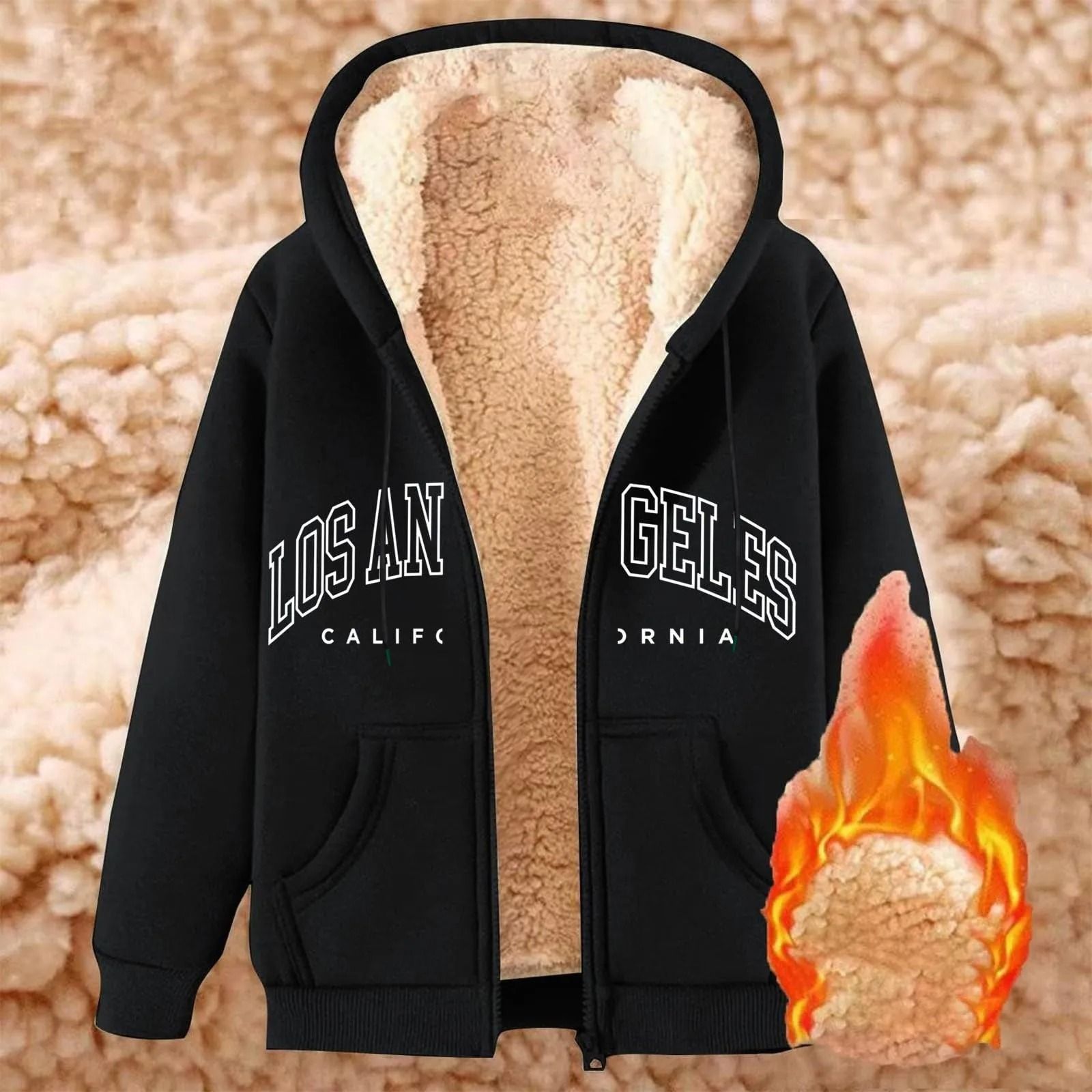 Womens Fleece Lined Zip Up Hoodie With Pockets 7