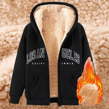 Womens Fleece Lined Zip Up Hoodie With Pockets 7