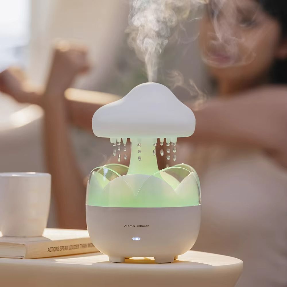 Mushroom Rain Cloud Humidifier  Electric Aroma Diffuser With Night Light  Relaxing Water Drop Sound 1