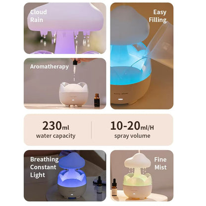 Mushroom Rain Cloud Humidifier  Electric Aroma Diffuser With Night Light  Relaxing Water Drop Sound 3