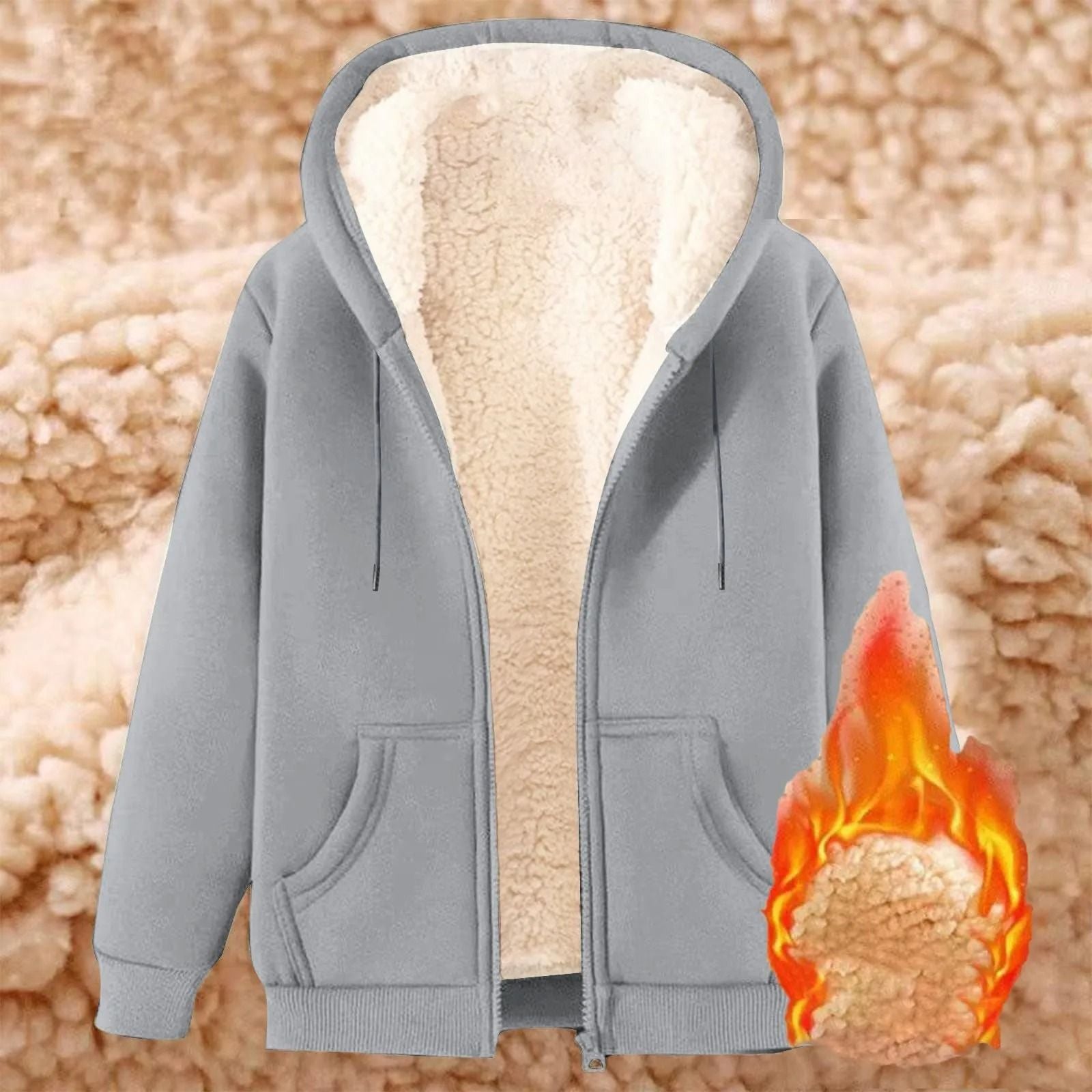 Womens Fleece Lined Zip Up Hoodie With Pockets 15