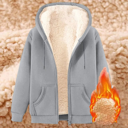 Womens Fleece Lined Zip Up Hoodie With Pockets 15