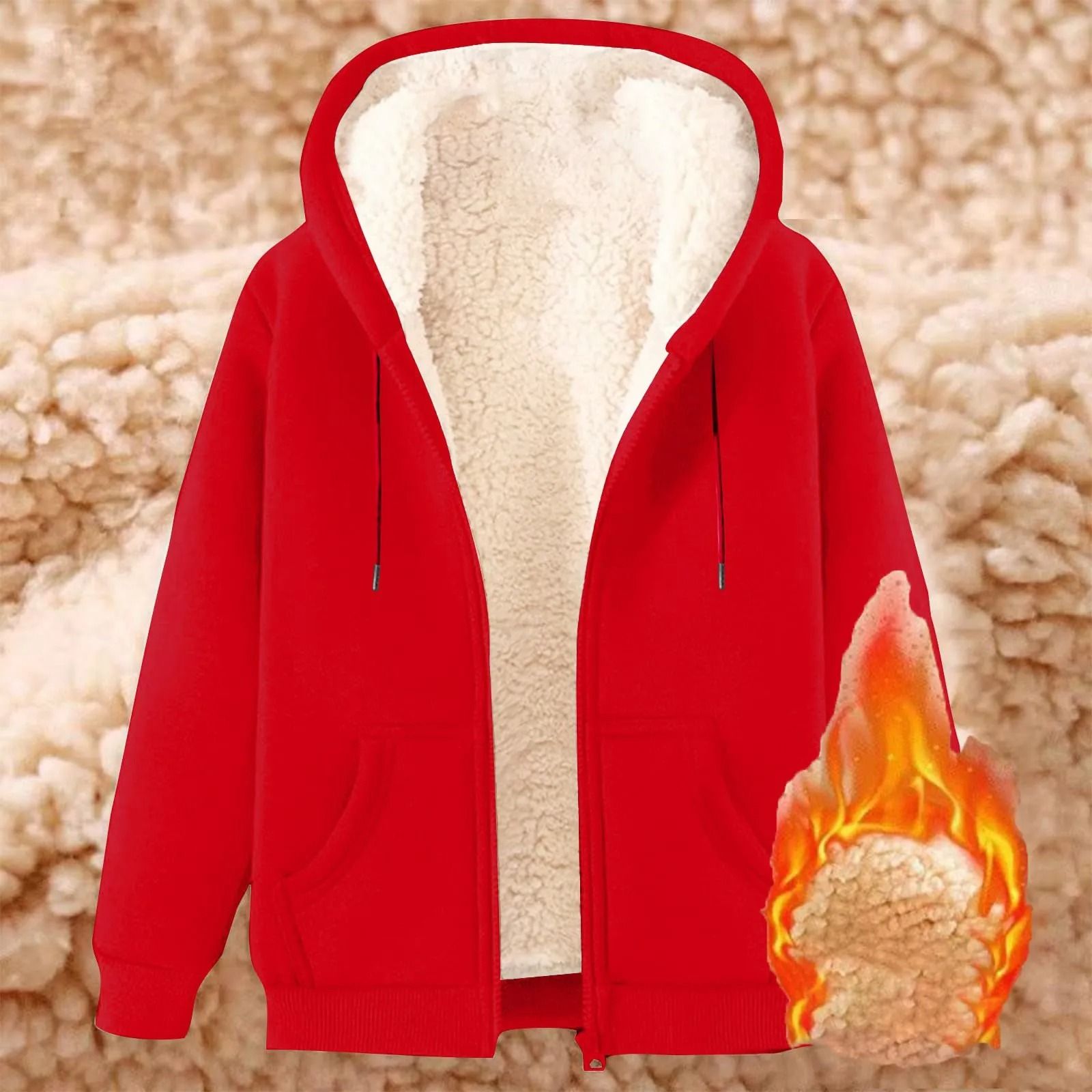 Womens Fleece Lined Zip Up Hoodie With Pockets 16