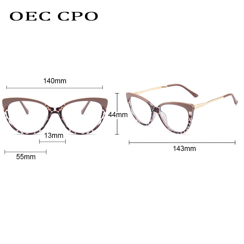 OEC CPO Vintage Cat Eye Optical Glasses Frames Women Stylish Eyewear Clear Lens Optical Eyeglasses Frame Prescription