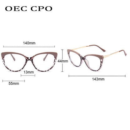 OEC CPO Vintage Cat Eye Optical Glasses Frames Women Stylish Eyewear Clear Lens Optical Eyeglasses Frame Prescription
