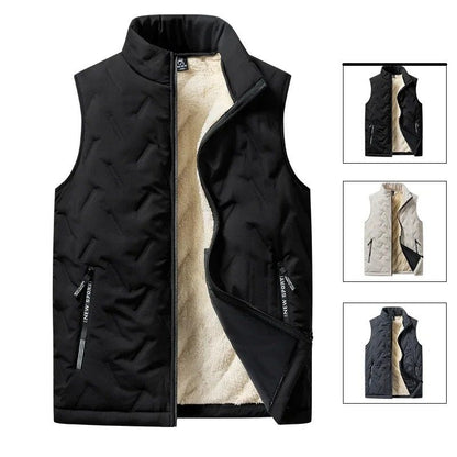 Mens Cotton Padded Vest Jacket with Stand Collar