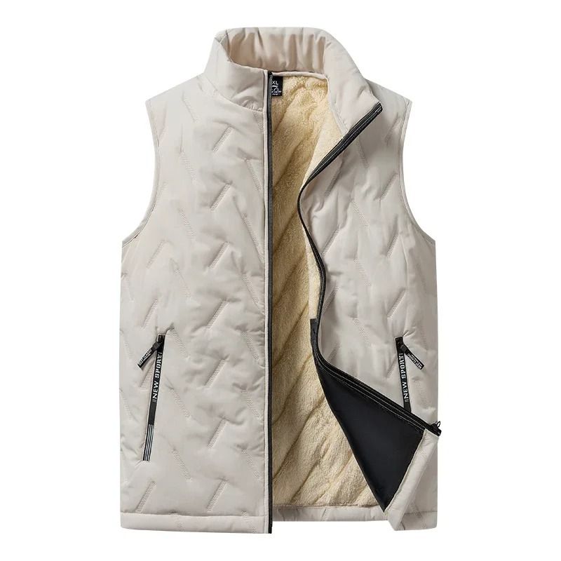 Mens Cotton Padded Vest Jacket With Stand Collar 1