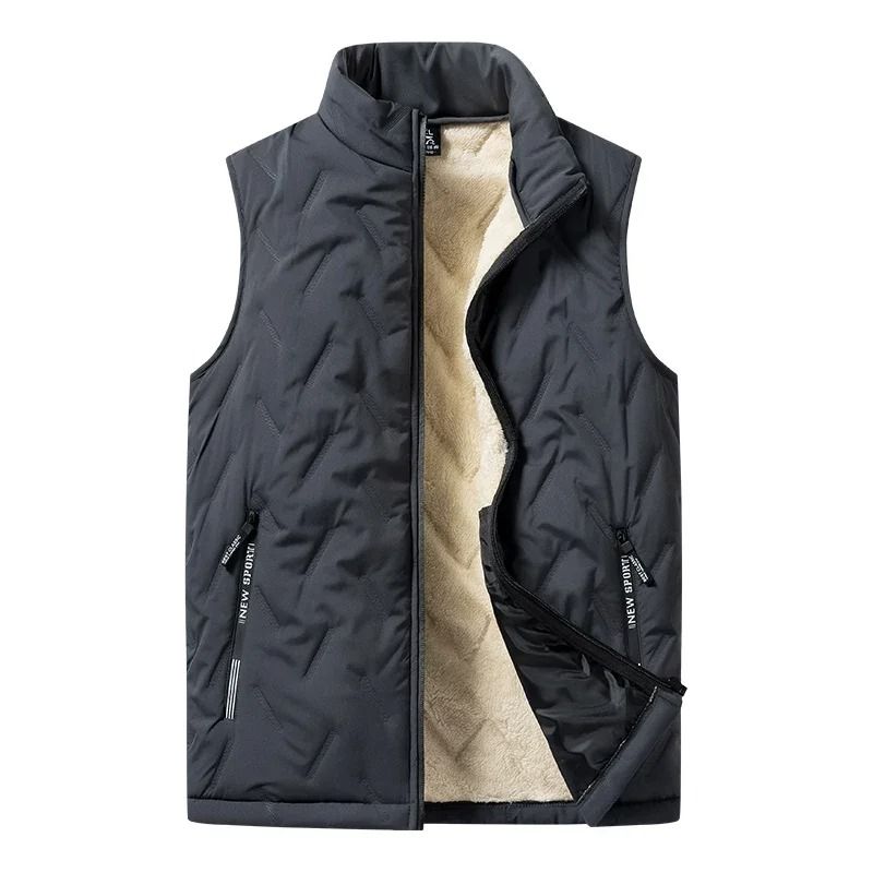 Mens Cotton Padded Vest Jacket With Stand Collar 2