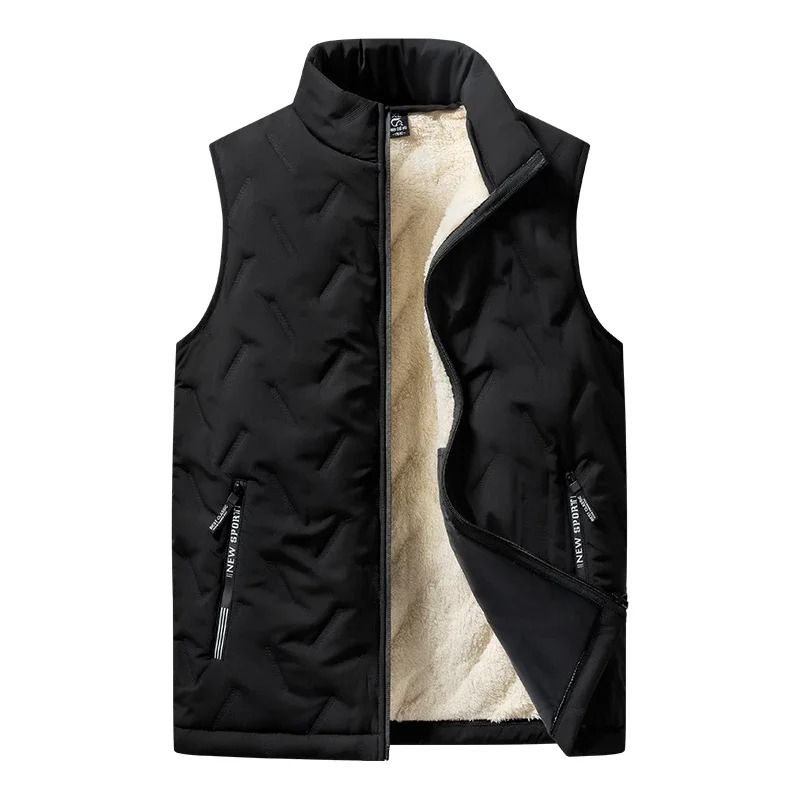 Mens Cotton Padded Vest Jacket With Stand Collar 3