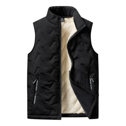 Mens Cotton Padded Vest Jacket With Stand Collar 3