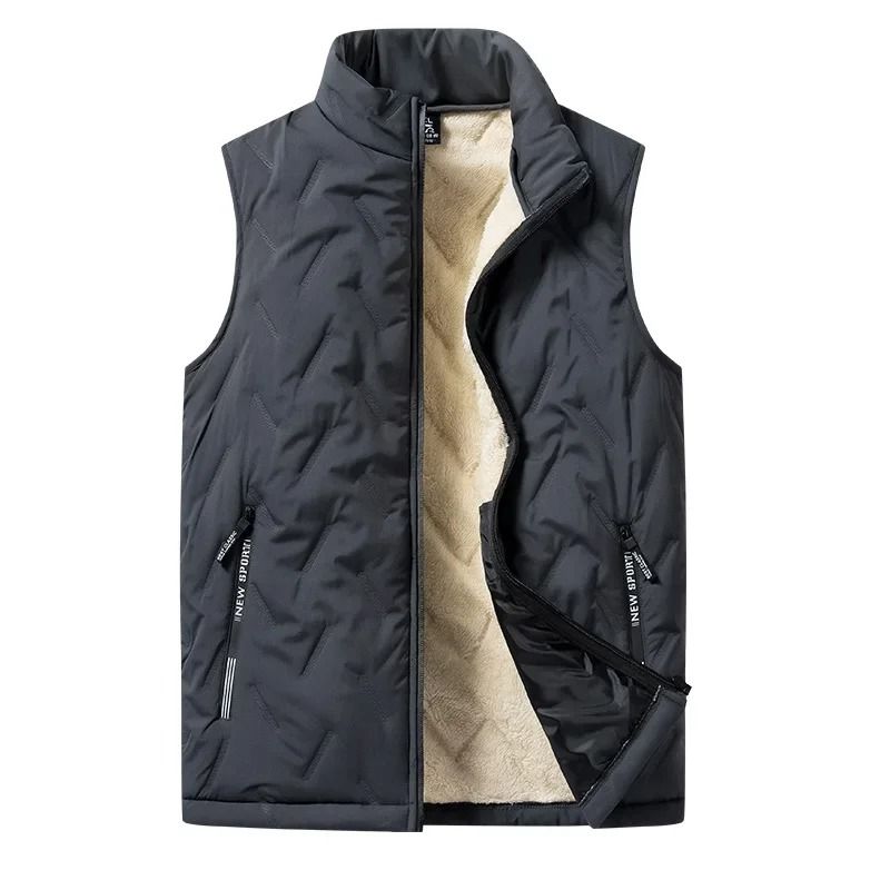 Mens Cotton Padded Vest Jacket With Stand Collar 4