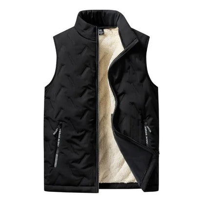 Mens Cotton Padded Vest Jacket With Stand Collar 5