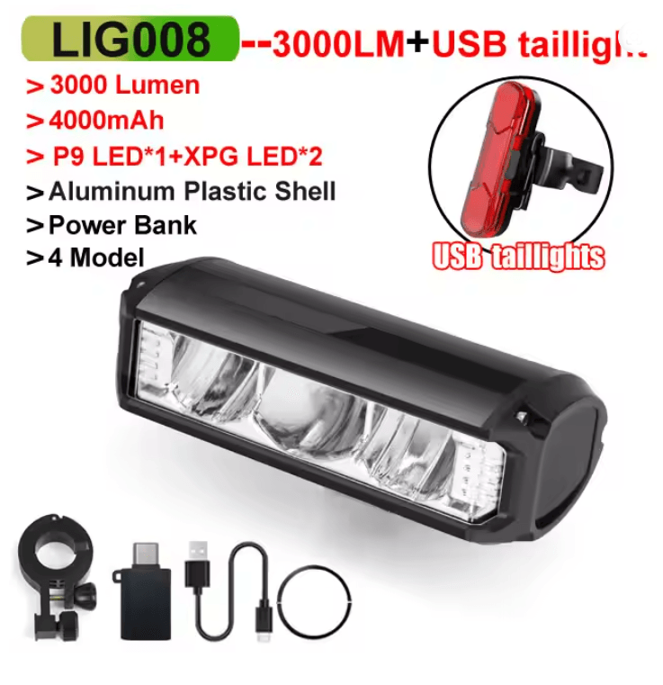 NEWBOLER 6000 Lumen Rechargeable Bicycle Light With 8000mAh Battery And Waterproof Design 5